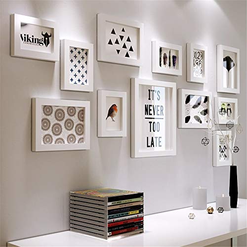 Lizp Negro Blanco Foto Marco Collage Foto De La Pared Moderno Simple Conjunto De Marcos De Fotos para Fotos Montado En La Pared Madera Maciza Cubiertas 1.18m X 0.55m Set 12 Piezas