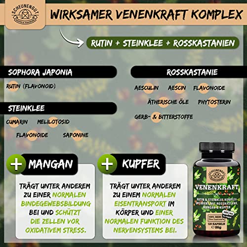Venenkraft Rutin Steinklee Kapseln für Venenunterstützung