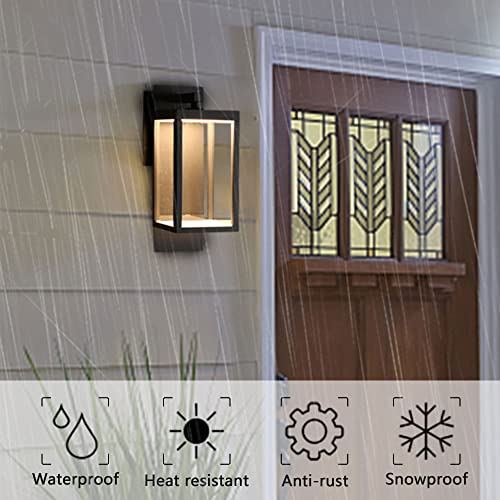 Lustrlach Dusk To Dawn Outdoor Wall Light Fixture Black Led Exterior Porch Light With Photocell And Glass For House Garage Outside Entryway Garden,Ip54 Waterproof,3000K,14In #TOP5