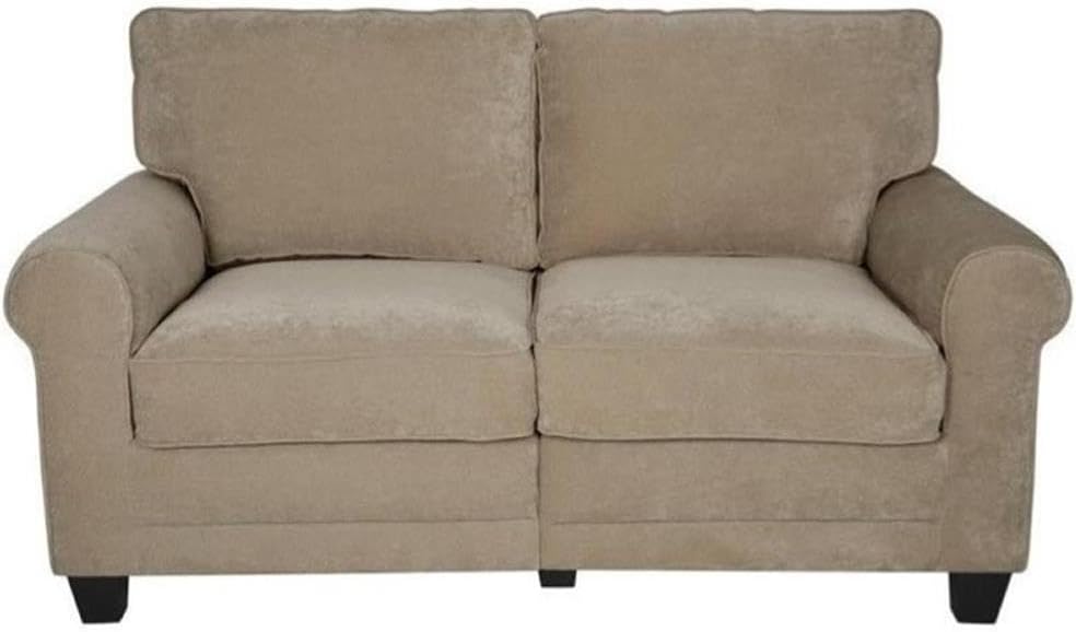 BOWERY HILL Loveseat Sofa for Small Apartments, 2 Seater Couch with Roll Arms for Living Room, Tool-Free Assembly, Soft Grey