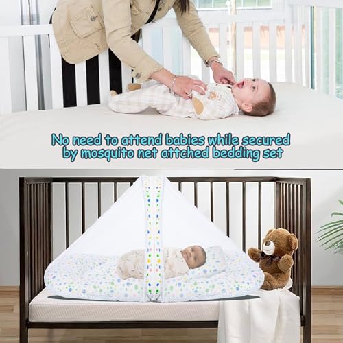 Image of VParents Baby Bedding Set with Mosquito net Cotton, Bluebell (Blue) 110214