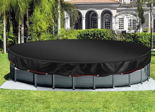 Teruntrue 18Ft Round Pool Cover for Above Ground Pool Cover, Swimming Pool Cover Oxford Fabric Pool Covers with Accessories, Waterproof, Keeps Out Debris, Winter Pool Cover (Black) - Thumbnail 7