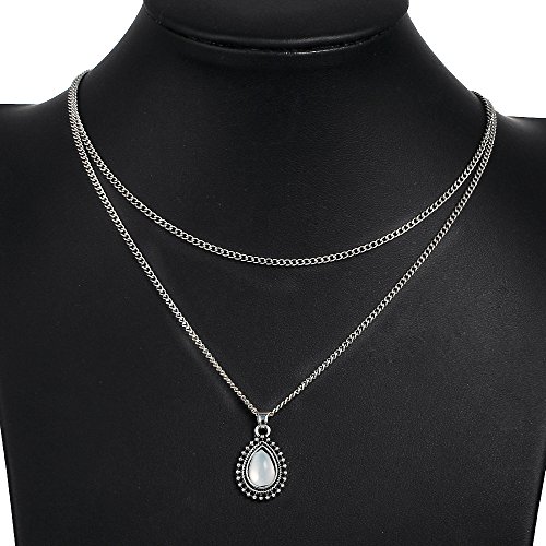 Simple Layered Bar Silver Drop Pendant Necklace Boho V Neck Women Accessories4