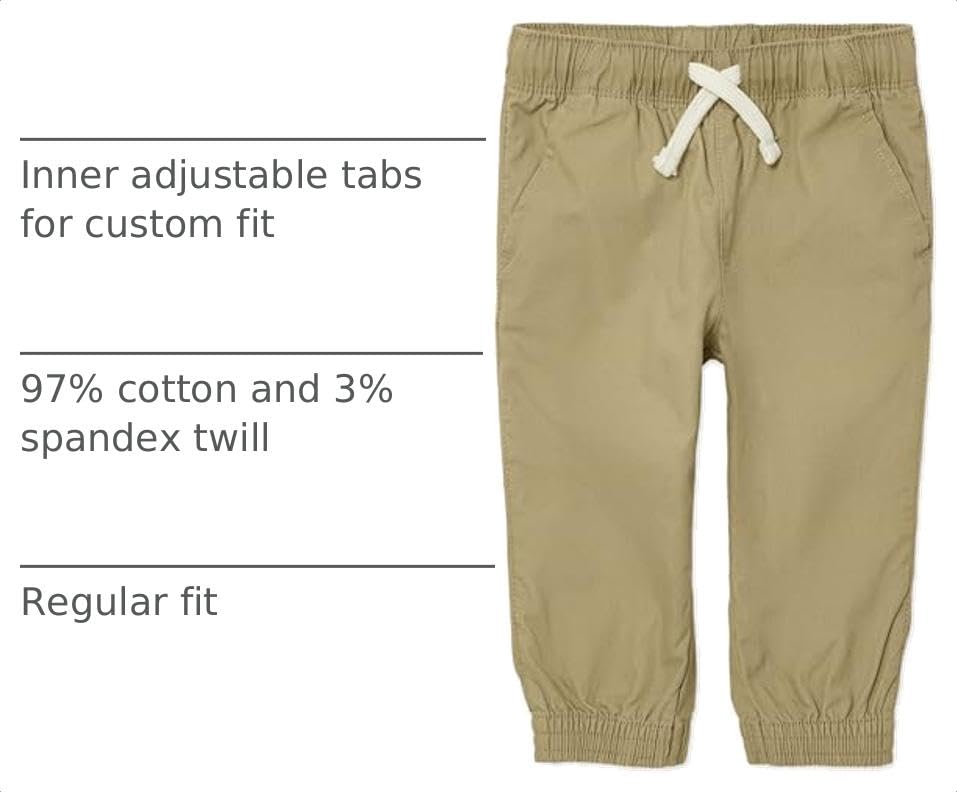 The Children's Place,Baby Boys,and Toddler Stretch Pull on Jogger Pants,Flax,3 Years - image 4