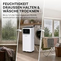 Olsen & Smith 9000 BTU Mobile Klimaanlage & Luftentfeuchter - 3-in-1 Klimagerät mit Abluftschlauch, Schiebefenster-Adapter, 24h-Timer & Fernbedienung - Leise Klimaanlage für Schlafzimmer & Büro, Weiß – Ansicht 6