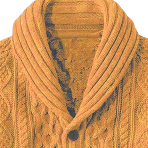 Men's Cable Knitted Cardigan Sweater, Long Sleeve Shawl Collar Button Down Cardigans Chunky Warm Sweaters with Pockets4