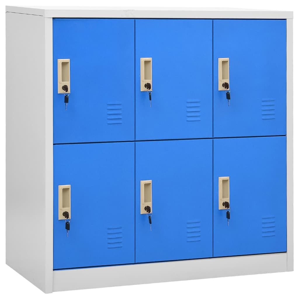 vidaXL Armadietto con Chiave Grigio Chiaro e Blu 90x45x92,5 cm Acciaio