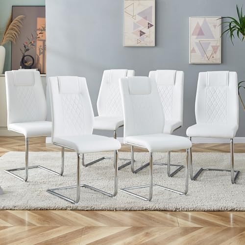 Amazon.com - Mcltopz White Dining Chairs Set of 6, Modern Kitchen ...