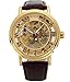Produktbild SEWOR Herren Mechanische Skelett aufziehbar transparent Armbanduhr mit Vintage Style (Gold Gold).