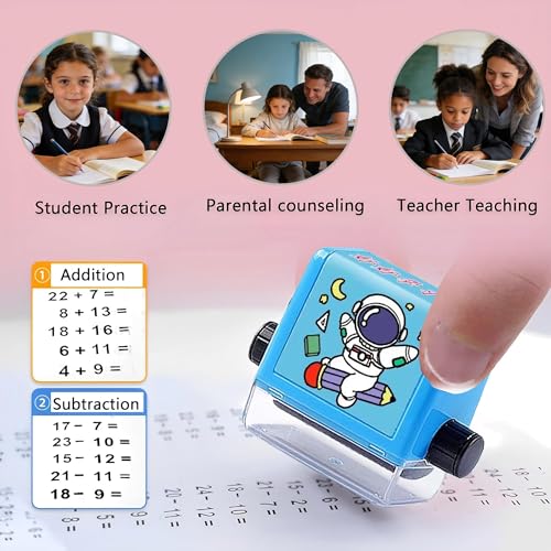 JIAMIAN Digitales Trainingssiegel, Doppelköpfiges Mathematiksiegel, Wiederverwendbares Mathematiksiegel, Passend Für Schulheimarbeit Im Mathematiktraining Der Kinder (Blau und Pink)