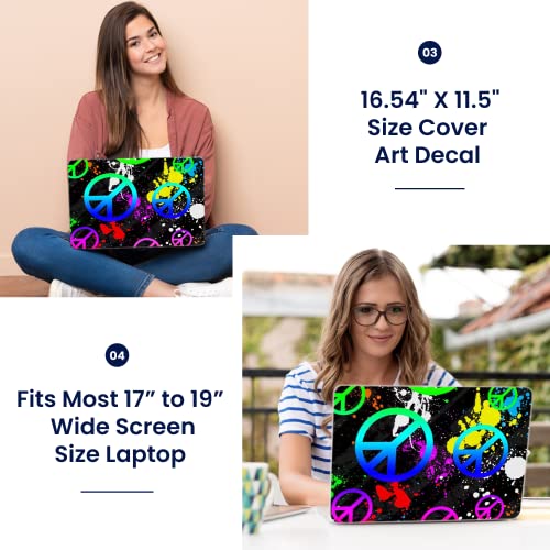 Image of LSS Laptop 17-17.3 inch Skin Cover with Colorful Peace Signs Pattern for HP Dell Lenovo Apple Asus Acer Compaq - Fits 16.5 inch 17 inch 17.3 inch 18.4 inch 19 inch (2 Wrist Pads Free)