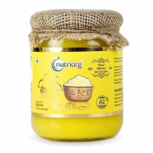 A2 Cow Ghee, 100 Cow Ghee Vedic Bilona Method 500 ml Glass Bottle Grassfed