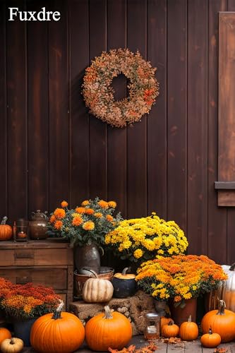Eucalyptus Fall Wreaths for Front Door 15", Handmade Fall Leaves Wreath for Autumn, Floral Farmhouse Wreath for Wall and Outside Indoors — view 5