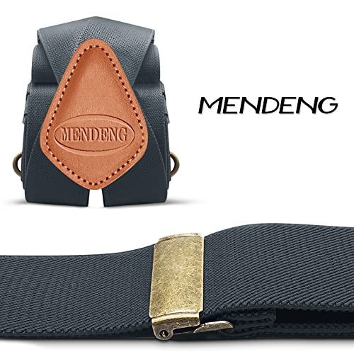 Image of MENDENG Suspenders for Men Heavy Duty Swivel Hooks Retro X-Back Adjustable Brace