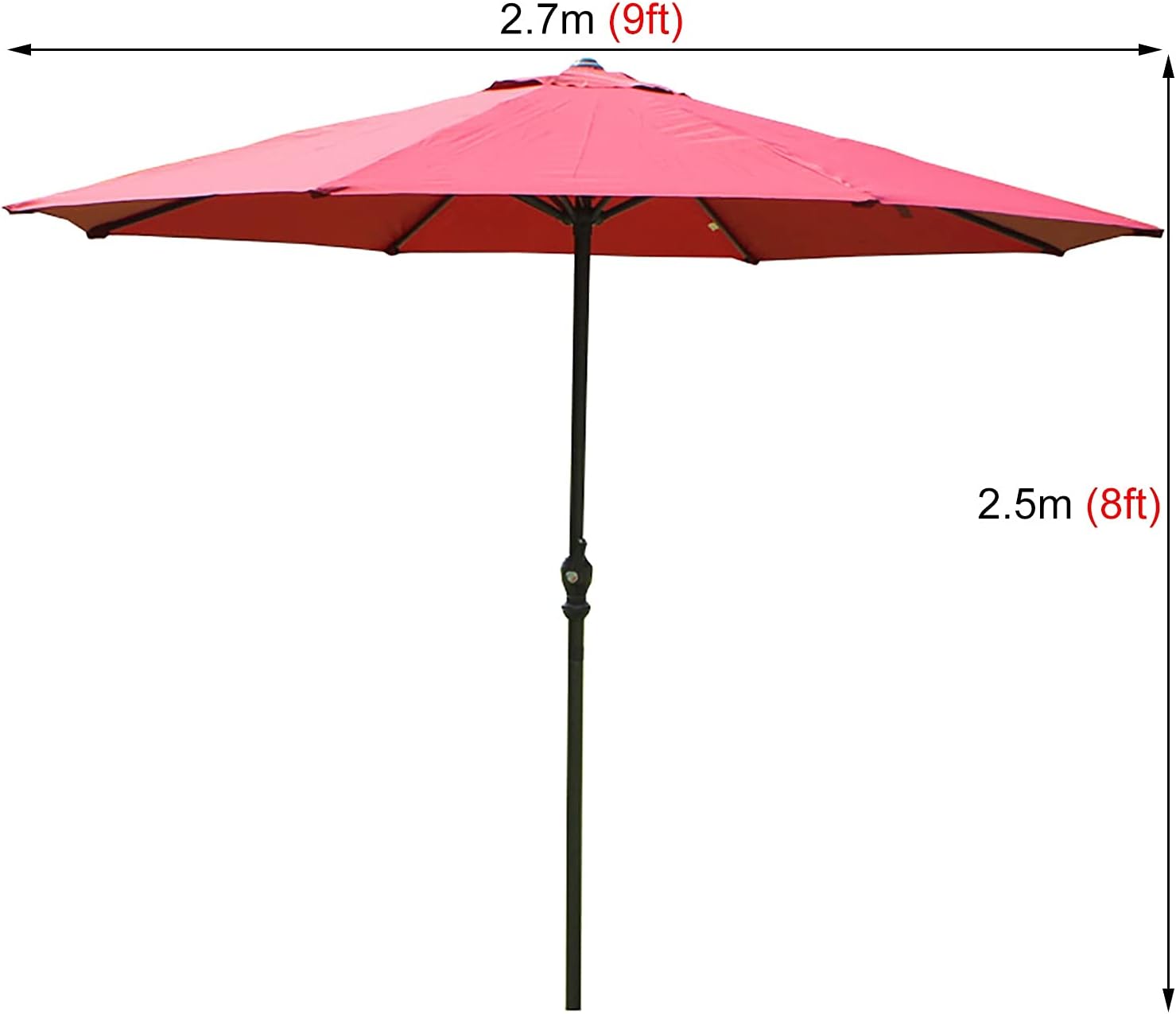 Patio Umbrella Round Center Pillar Sun Shade Umbrella, Outdoor Patio Umbrella with Detachable Washing Polyester Umbrella Cloth, for Commercial Street Restaurant Picnic