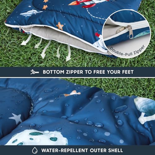 Wake In Cloud - Bolsa de Dormir para Niños, Ligera y Compacta, Forma Rectangular, Capacidad Individual, Color Azul Cohete Espacial miniatura 6