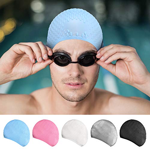Touca de natação de silicone para adultos homens mulheres touca de natação para cabelos longos cabel