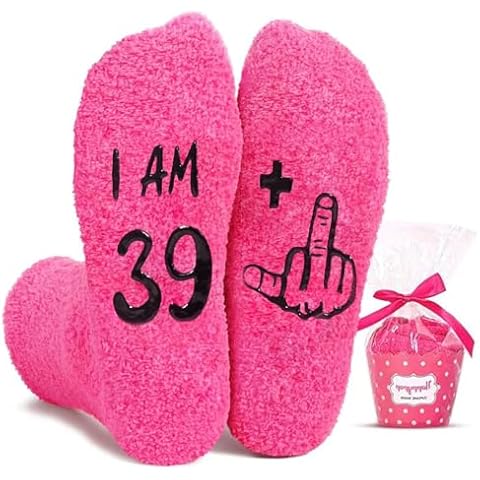 HAPPYPOP 40th Birthday Gifts Women - 40 Year Old Birthday Gifts for Women, 40 Year Old Socks Pink 40 Birthday Gifts for Middle Aged Woman Born in 1985 Cover