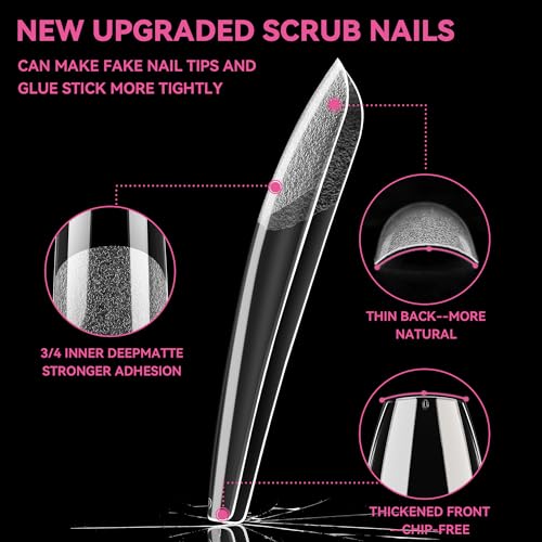 Image of UNA GELLA Extra Long Coffin Nail Tips XXL Soft Gel Nail Tips 216pcs Coffin Pre-shape Press On Nails No C Curve Full Cover Ballerina Nail Tip Clear Fake Nail for Acrylic Nail Soak Off DIY Salon 12Sizes