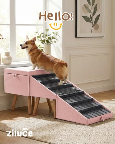 Image of Dog Ramp for Bed & Couch, Foldable Dog Stairs 21.06 inch inches High