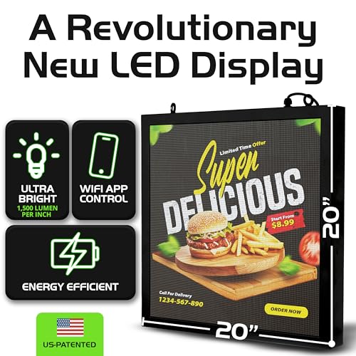 Image of Green Light Innovations 20 inch x 20″ Wi-Fi Enabled Full-Color LED Advertising Display - 5000 cd /m Brightness, 1920 Hz Refresh - Digital Photo Frame & Social Media Signage