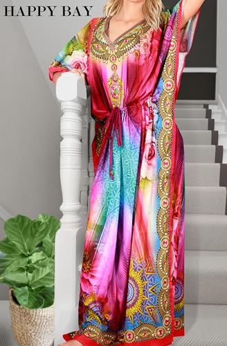 HAPPY BAY Women's Kaftan Boho Long Loose Dress2