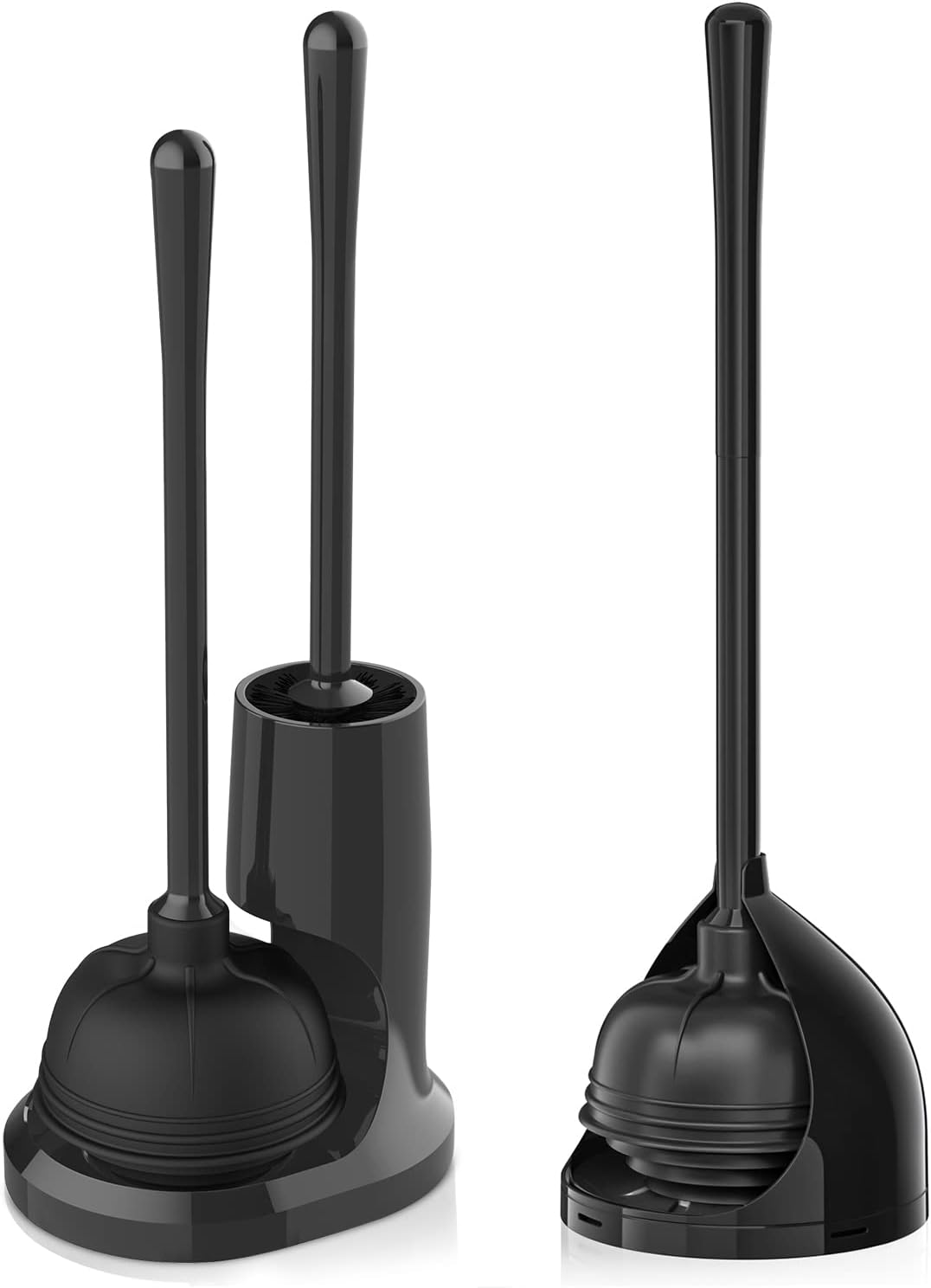 uptronic Toilet Plunger and Brush Combo, Black, Plastic