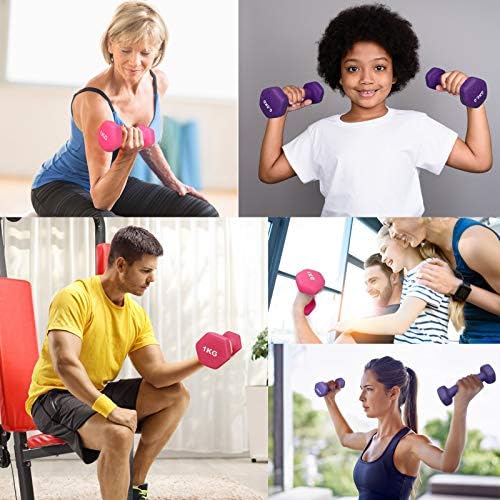 yue Fitness Neoprene Dumbbells, Hand Dumbbells Weights Sets for Women, Kids In 0.5kg, Dumbbells Set for Home Exercise, Sold in Pairs