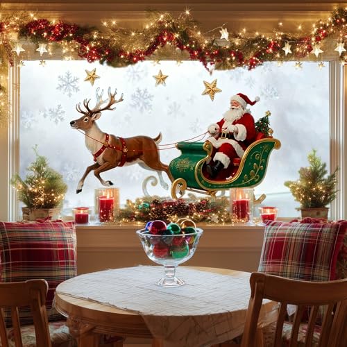 Película Decorativa Navidad Santa y Reno para Ventanas miniatura 1
