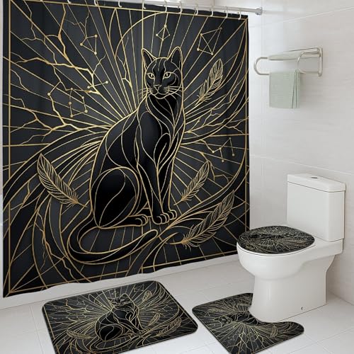 Rideau de douche chat pour baignoire d'appartement moderne