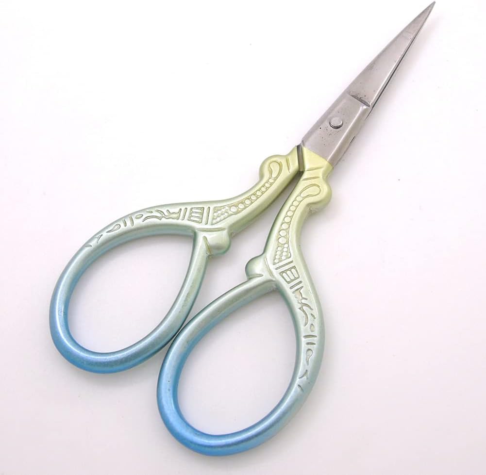 Embroidery Scissors Small Craft Stainless Steel Scissors for Sewing Threading Needlework Handicraft T 2pcs with Fake Leather Scissors Cover