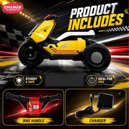 Image of Chanak Kids Electric Scooty, 6V Rechargeable Scooter, 3 Wheel Electric Ride On Scooter, Heavy Duty Ride-On Bike for Boys & Girls with Tires & Easy Steering Handlebar, Kids Electric Scooty 3+