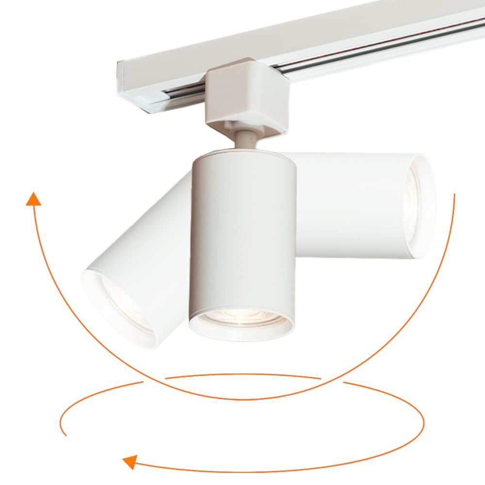 Focus III - Iluminación de riel de 1 fase - GU10 – 200cm – Forma i - 4 focos - Sistema de riel - Blanco