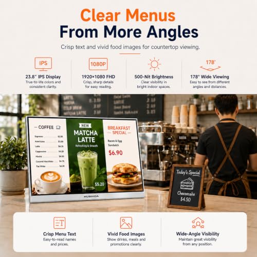 MASTLOUFUL Menu Board de comptoir 23,8 Pouces, écran IPS Full HD 500 CD/m² – vue 4