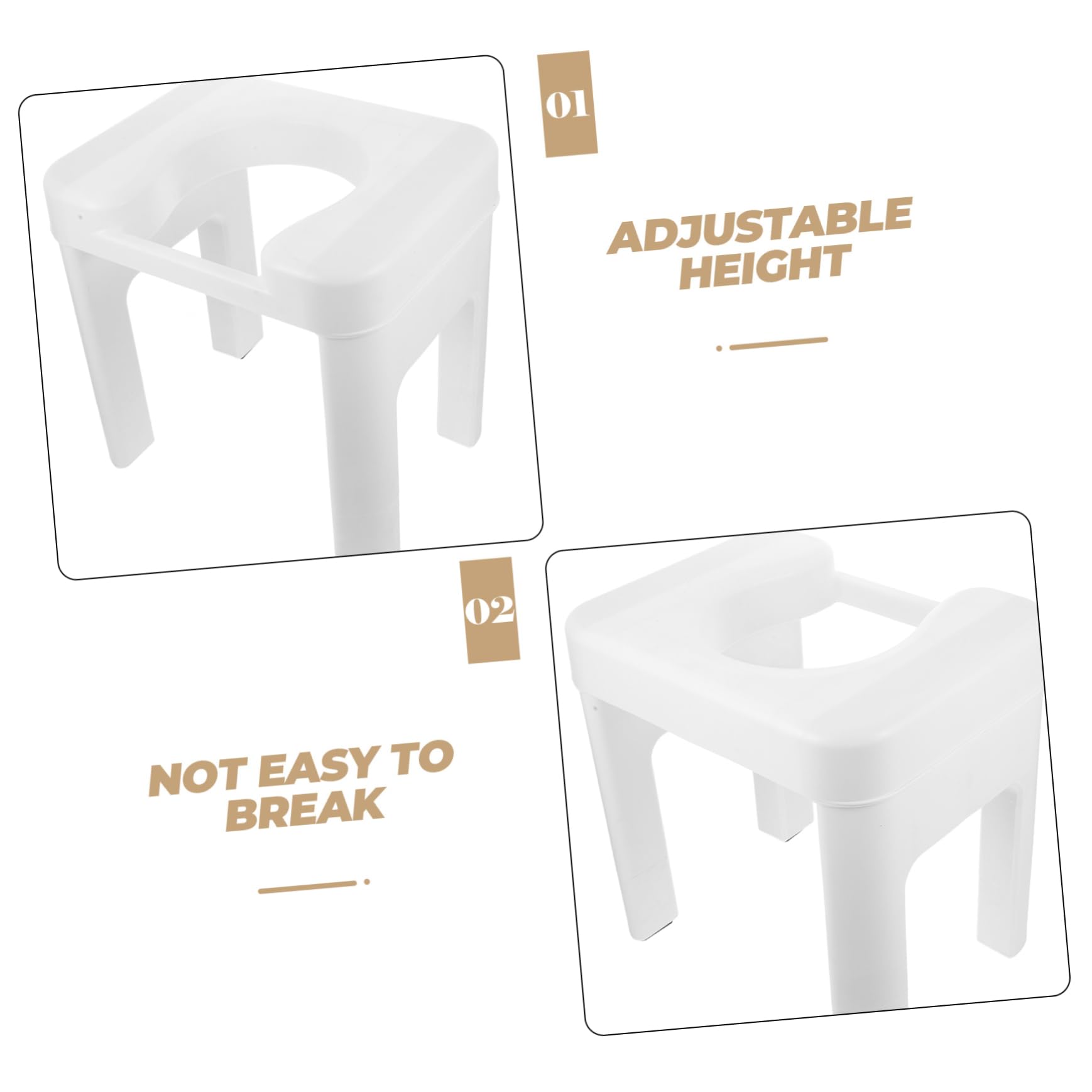 COLLBATH Taburete de Inodoro para Adultos y Personas Mayores 34 Cm de Altura Material Pp Blanco Elevador Asiento Sanitario Cómodo Uso en Baño y Hospital Asistente de Movilidad Seguro