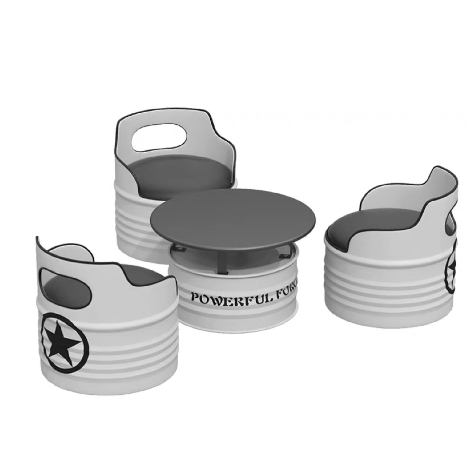 ドラム缶テーブル１台+ドラム缶椅子4台セット ドラム缶テーブル1台+ドラム缶椅子4台セット