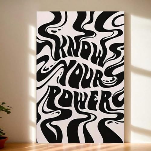Toile Connaissez votre pouvoir art déco grand format 80x120 cm affiche salon noir et blanc