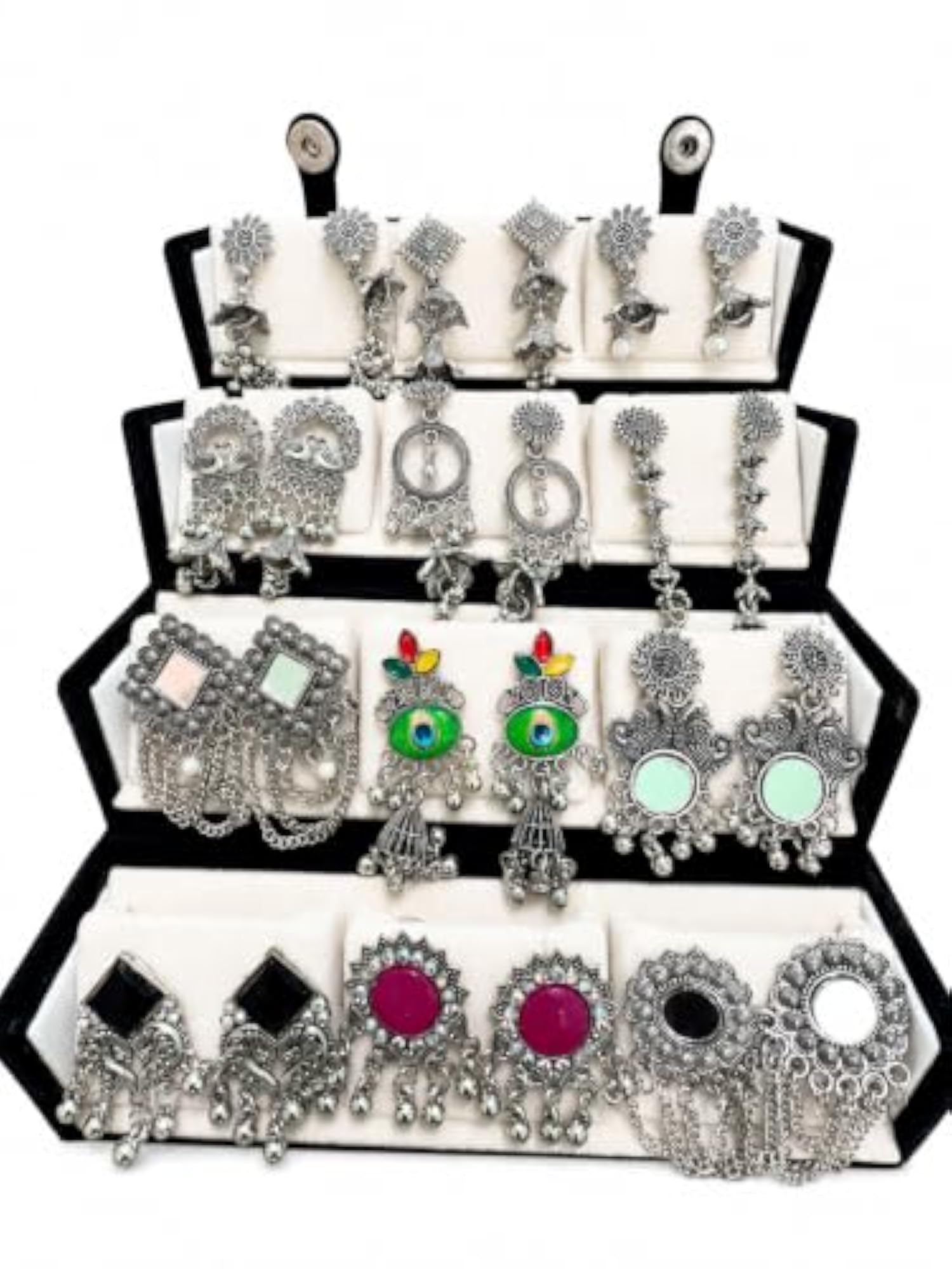 12 Pair Fashion Earrings Set with Organizer Box