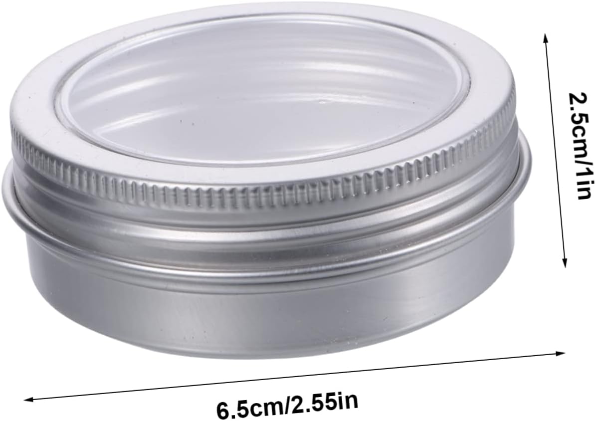 LALAFINA 36pcs Round Aluminum Jars View Window for Candles Creams and Crafts Tin Containers for Spices Travel and Storage