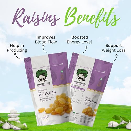 Image of Farmers Studio - Premium Raisins 250gm | Handpicked Dry Fruits | Natural & Healthy Snack | No Added Sugar | Rich in Iron & Minerals | Perfect for Gifting, Baking & Everyday Use