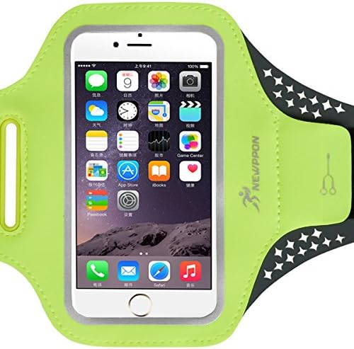 newppon Sport Armband, HD Transparent Windows Design,Perfect Support for Touch,Ultra-Thin Water Resistant Breathable for iPhone 6 Plus, 6s Plus, 7 Plus for Android Phones 5.5 Inch (Green)