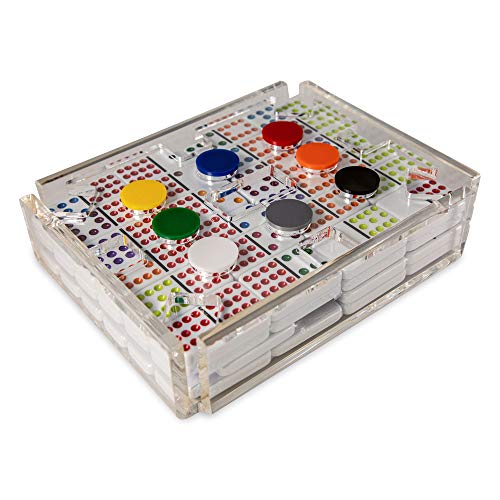 LuxeDominoes Mexican Train Dominoes Set - Acrylic Double 12 for Adults (Clear)