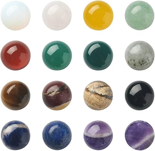 KISSITTY Cabujones de piedras preciosas semicirculares naturales y sintéticas, 15 estilos, piedra curativa energética, cabujones para manualidades,