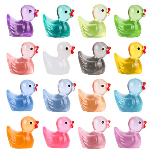 16pcs Luminous Duck Refrigerator Magnets, Strong Magnetic Colorful Resin Fun Fridge Decor Cute Cartoon Funny Decorative Magnets for Kitchen Office Whiteboard Locker Decoration
