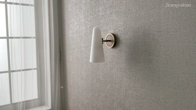 Image of Bianco Wall Sconce, Brass Wall Lighting with White Glass Shade, Bronze Finish