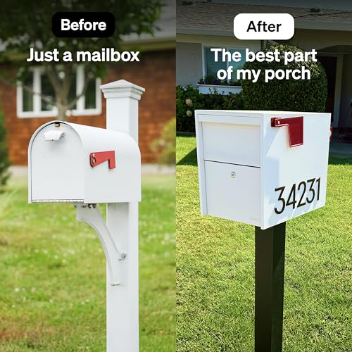 Image of Adoorn Lockable Post Mount Mailboxes for Outside - Large Anti-Theft Locking Mailbox for Packages and Letters - Weatherproof Construction - Durable Steel - 15.5 inch H x 12 inch W x 18.5 inch D - White