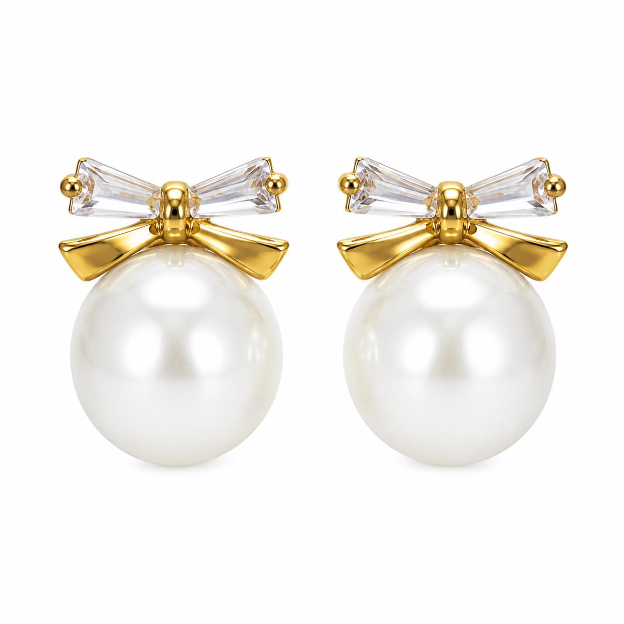 Elegant Pearl Bow Earrings for Women, Stylish Statement Jewellery (Golden)