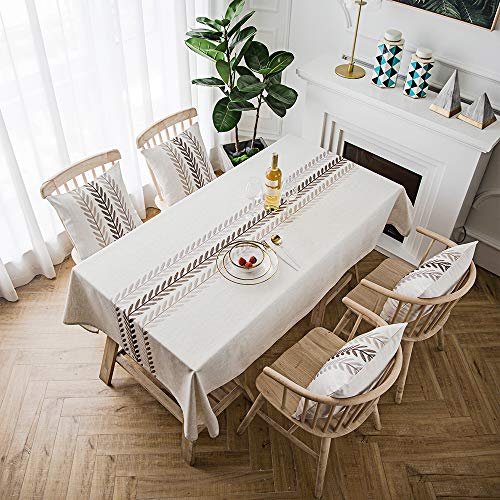 Linenlux Stylish Square Rectangular Tablecloth/Table Cover For Kitchen Dinning Tabletop Decoration Blue Water Plant Rectangle/Oblong 53 X 70 In #TOP1