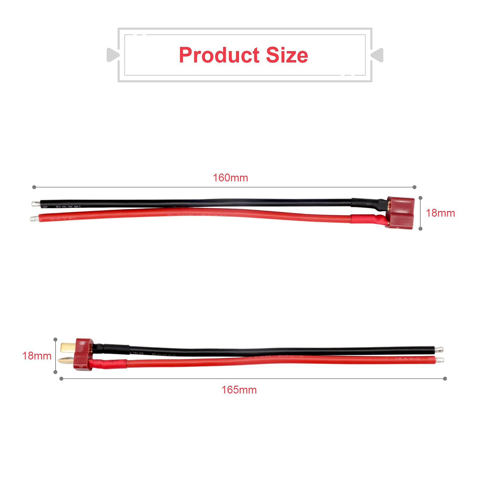 5 Paires Connecteur T Plug Deans Mâle/Femelle - 14AWG Silicone Long - Pour RC, Batteries LiPo Prise RC