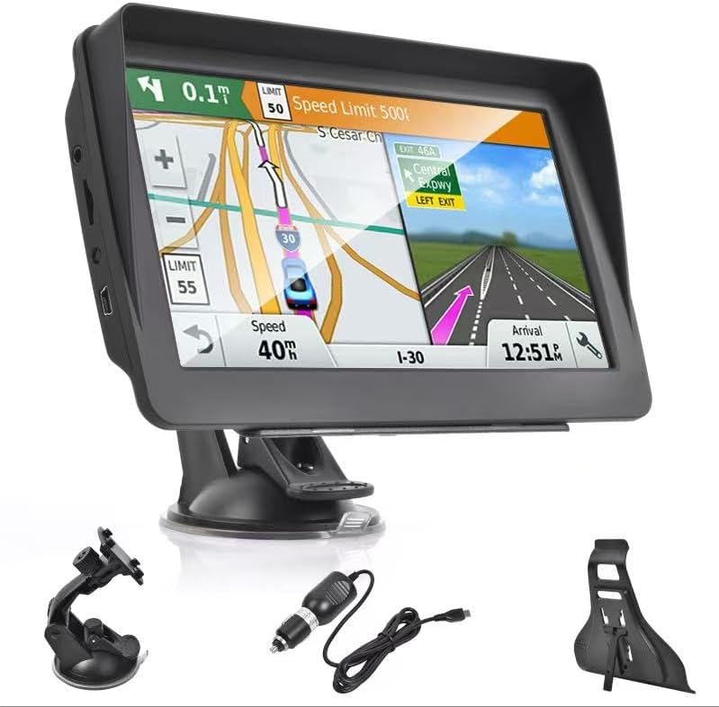 Car Car GPS Navigator, Latest 7-inch HD Touch Screen, Large Memory, Voice Steering Alert, Speed Limit Red Light Warning GPS Navigator, Pre-Installed North America Maps